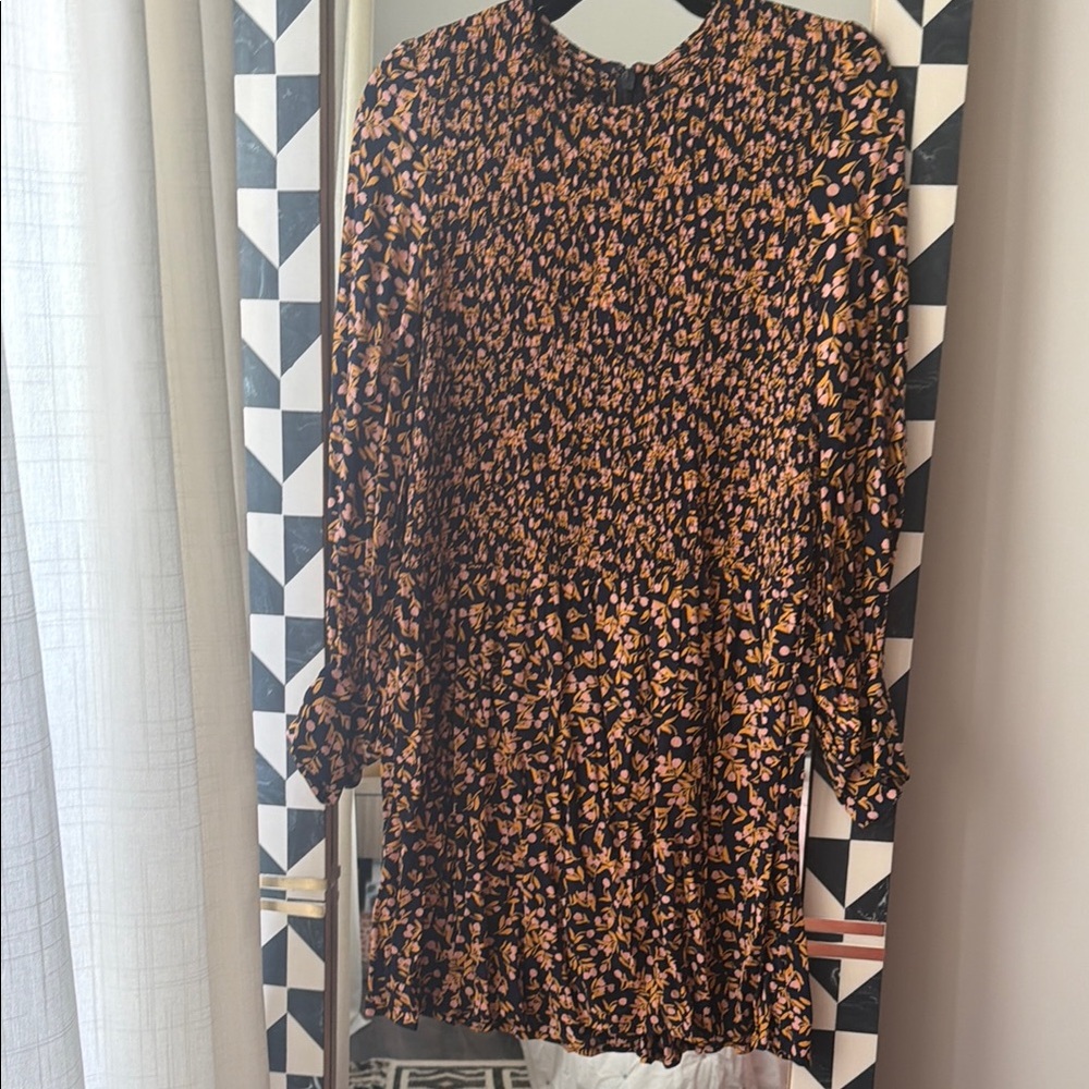 Women's Black Floral Long Sleeve Dress